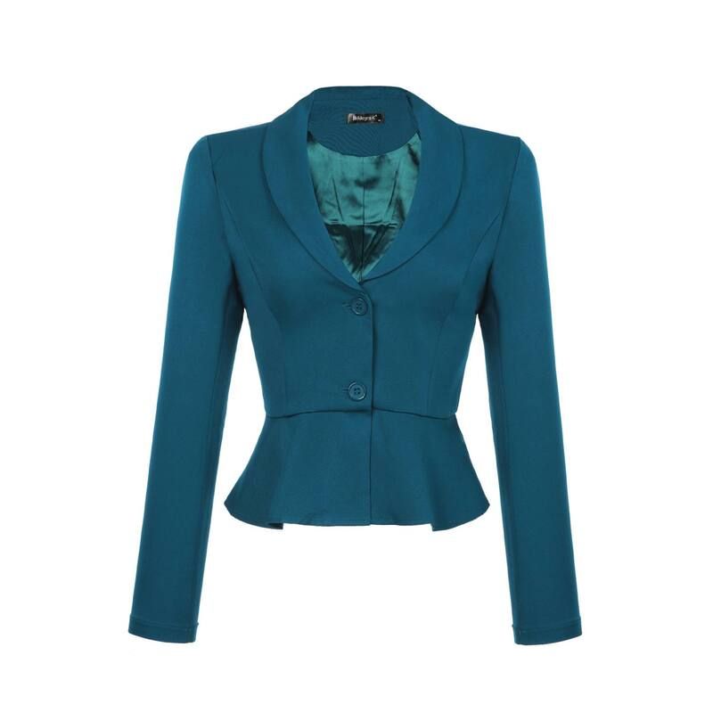 アレグラ ケー レディース アウター ジャケット・ブルゾン フリル裾 フリル ブレザー ALLEGRA K Womens Lapelong Sleeve Ruffle Hem Work Office