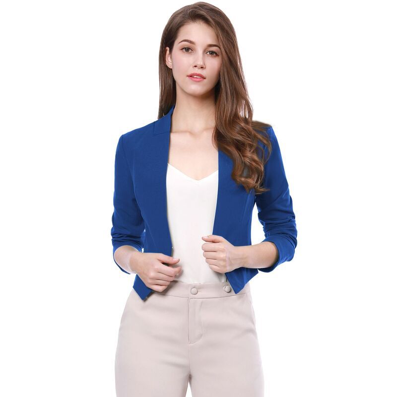 アレグラ ケー レディース アウター ジャケット・ブルゾン クロップド ブレザー ALLEGRA K Womens Collarless Work Office Business Casual Cro