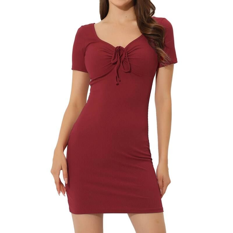 アレグラ ケー レディース トップス ワンピースリムフィット ミニット ALLEGRA K Womens Bodycon Slim Fit Sweetheart Neck Casual Knitted
