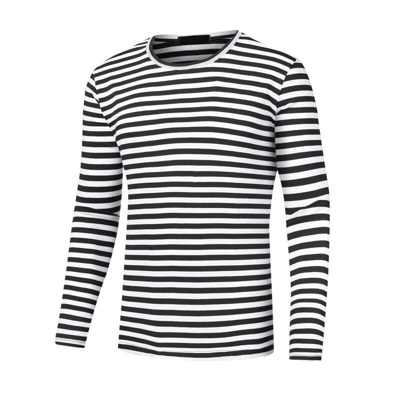 Lars Amadeus レディース トップス Tシャツ クルーネック Lars Amadeustriped Tshirt For Mens Casual Crew Neck Long Sleeves