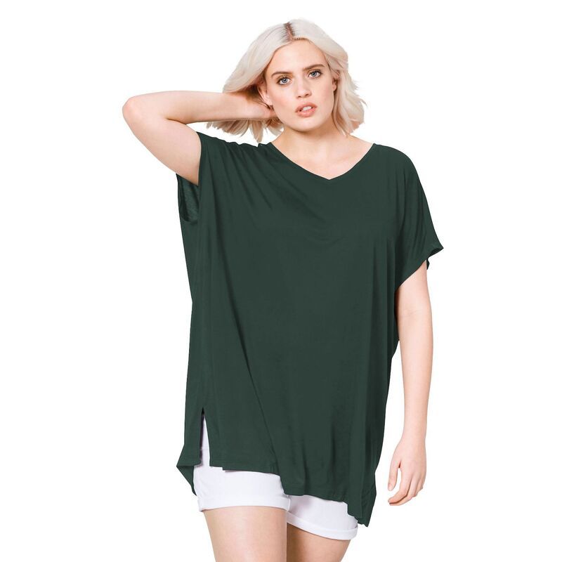 Ellos レディース トップス Tシャツ プラスサイズ ニット ellos Plusize Stretch Knit Scoop Neck Oversized Tunic Deep Emerald