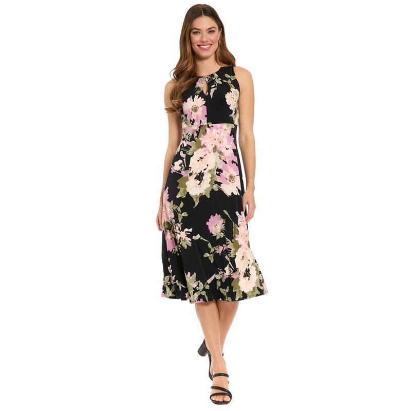 ロンドンタイムス レディース トップス ワンピース フラワー柄 プリント ミディ フラワー ホルター Womens London Times Halter Keyhole Floral Print M