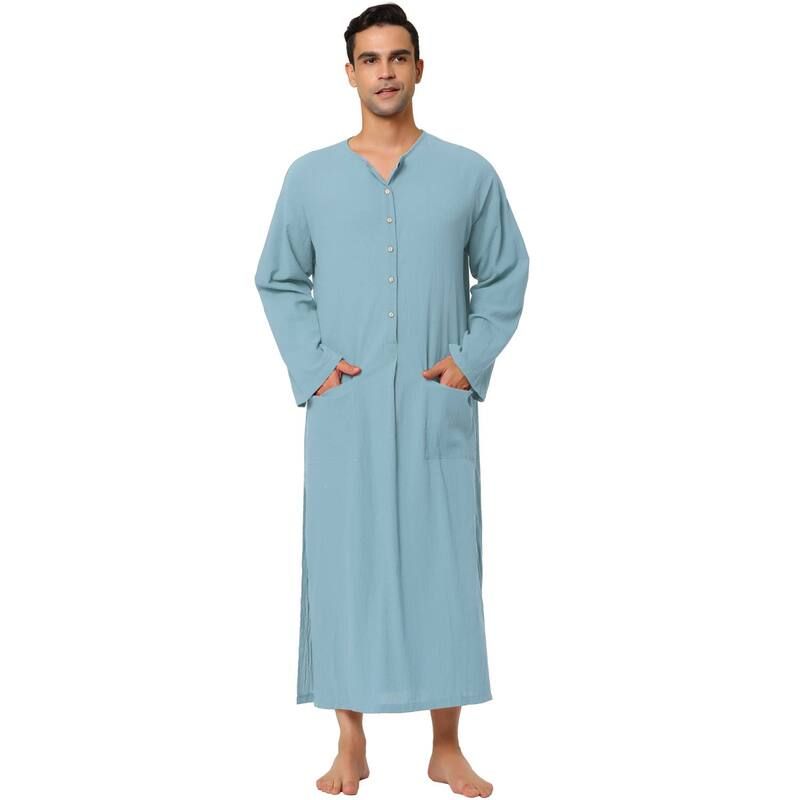 Lars Amadeus レディース アンダーウェア ナイトウェア シャツ コットン Lars Amadeus Mens Nightshirt Cotton Sleep Shirt Side Spli