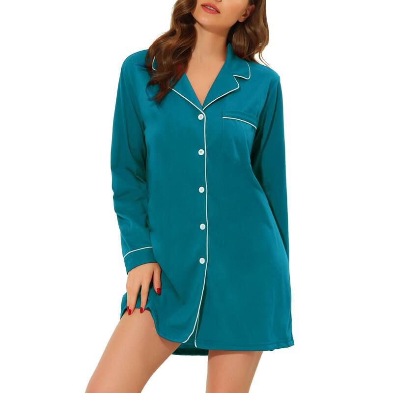 cheibear レディース アンダーウェア ナイトウェア ボタンダウン シャツ ダウン cheibear Womensummer Notched Lapel Short Sleeves Button