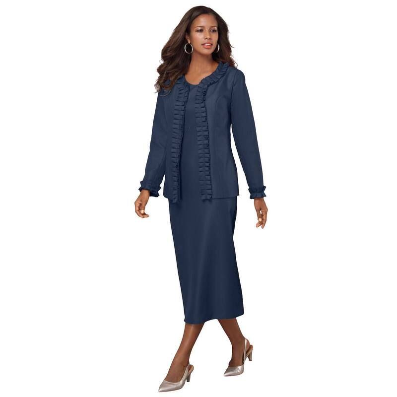 ロアマンズ レディース トップス ワンピース プラスサイズ プリーツ ジャケット Roamans Womens Plusize Long Sleeve Pleated Jacket Dresset E