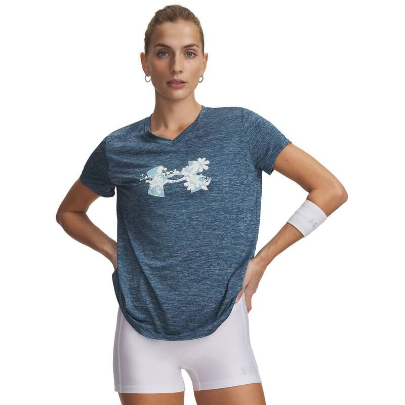 アンダーアーマー レディース トップス Tシャツ Vネック グラフィック Womens Under Armour Tech Graphic VNeck Short Sleeve Top Wham Bl