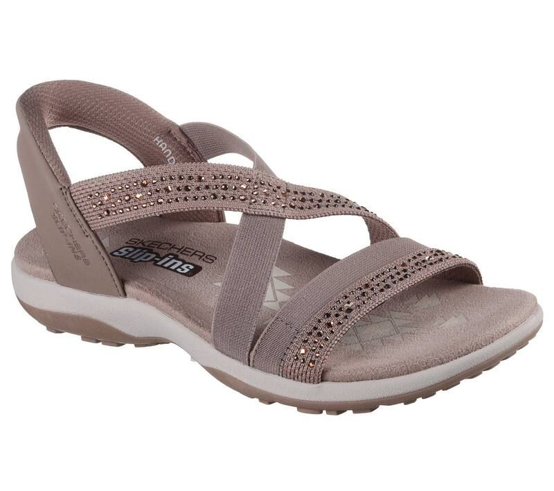 スケッチャーズ レディース シューズ サンダル Skechers Hands Free Slipins Reggae Slim Summer Sparkle Womensandals Mocha モカ