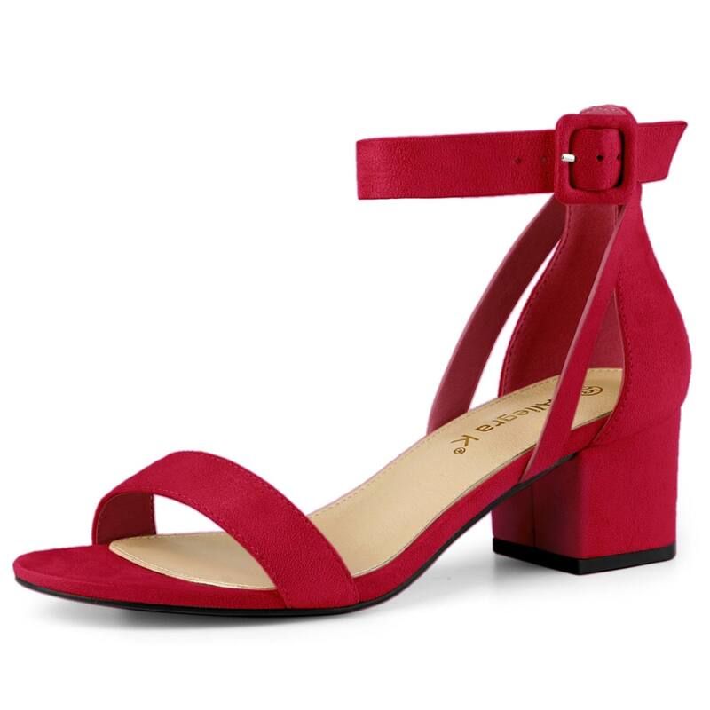 アレグラ ケー レディース シューズ パンプス サンダル アンクル ヒール ALLEGRA K Womens Ankle Strap Block Low Heel Sandals with Open