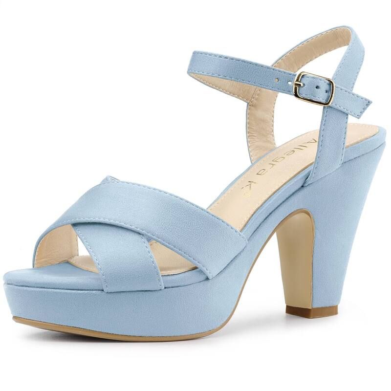 アレグラ ケー レディース シューズ パンプス サンダル ヒール ALLEGRA K Womens Chunky Heel Criss Crosstrap Sandalsky Blue ブルー