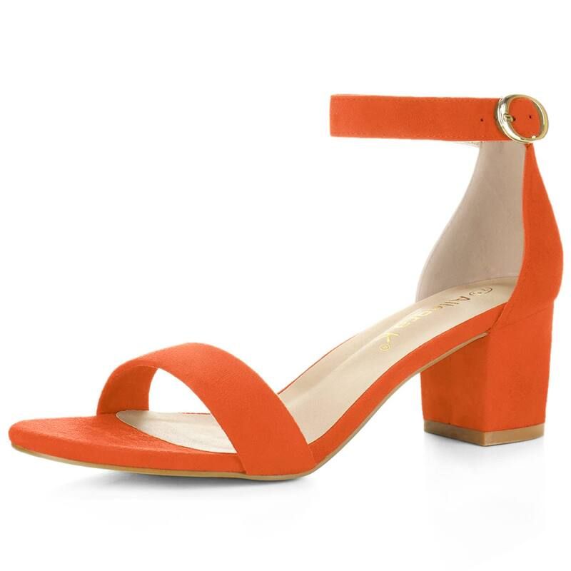 アレグラ ケー レディース シューズ パンプス サンダル アンクル ヒール ALLEGRA K Womens Open Toe Block Heel Ankle Strap Sandals Orang