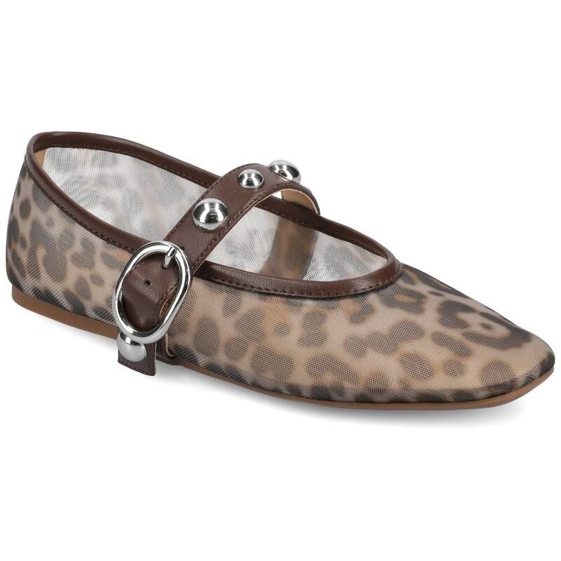 ジャーニー レディース シューズ サンダル Journee Naveah Womenstudded Pointed Toe Casual Ballet Flatsnow Leopard アニマル