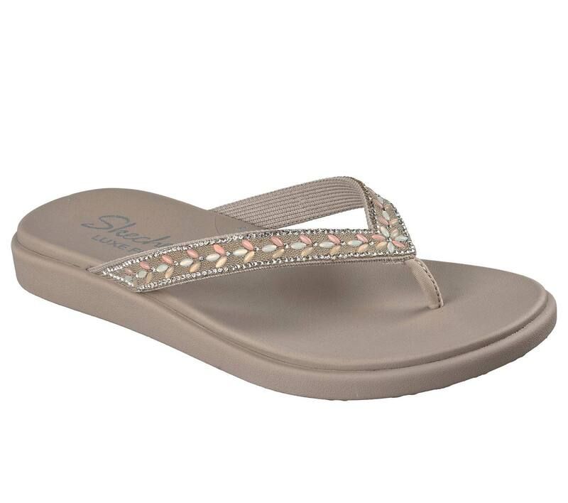 スケッチャーズ レディース シューズ サンダル Skechers GO WALK FLEX Lindsey Womens Cushioned Thong Sandals Taupe Multi トープ