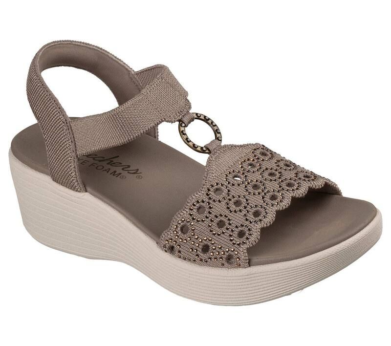 スケッチャーズ レディース シューズ サンダル Skechers Parallelite Sparkle Vamp Womens ORing SlipOn Sandals Dark Taupe トープ