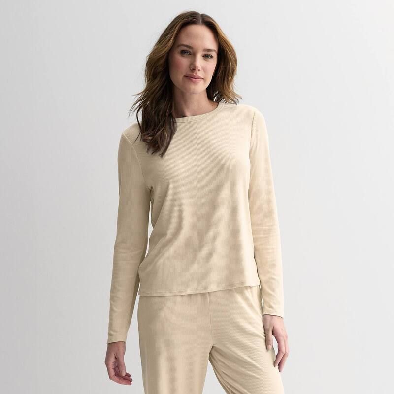 ソノマ レディース アンダーウェア ナイトウェア リブ Womensonoma Goods For Life Ribbed Long Sleeve Pajama Top White Oak ホワイト