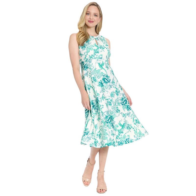 ロンドンタイムス レディース トップス ワンピース プチ ミディ Petite London Times Keyhole Midi Dress Whiteal ホワイト