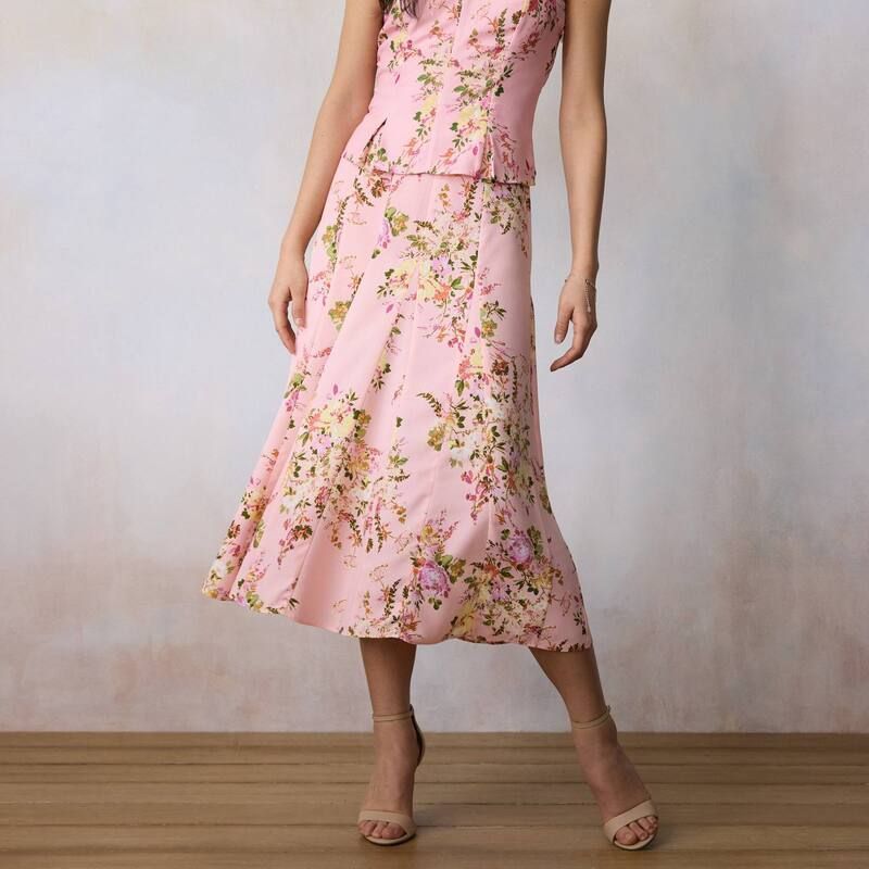 LC Lauren Conrad レディース ボトムスカート プチ ミディ Petite LC Lauren Conrad Godet High Rise Midi Skirt Blush Cleo