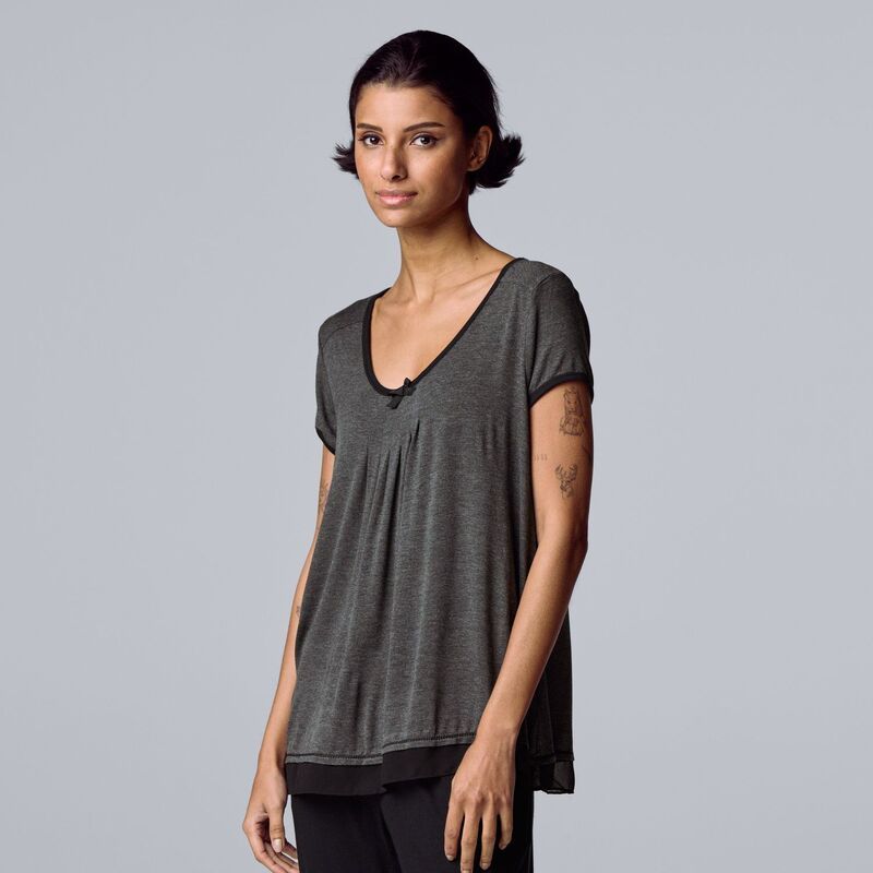 ヴェラウォン レディース アンダーウェア ナイトウェア Womensimply Vera Wang Basic Luxury Pajama Sleep Top Heather Coal ヘザー