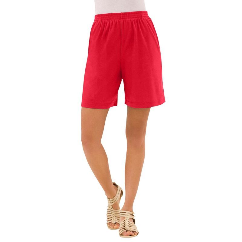 ロアマンズ レディース ボトムス ハーフパンツ・ショーツ プラスサイズ ニット Roamans Womens Plusize Soft Knit PullOn Short Vivid Red レッド 10,110円