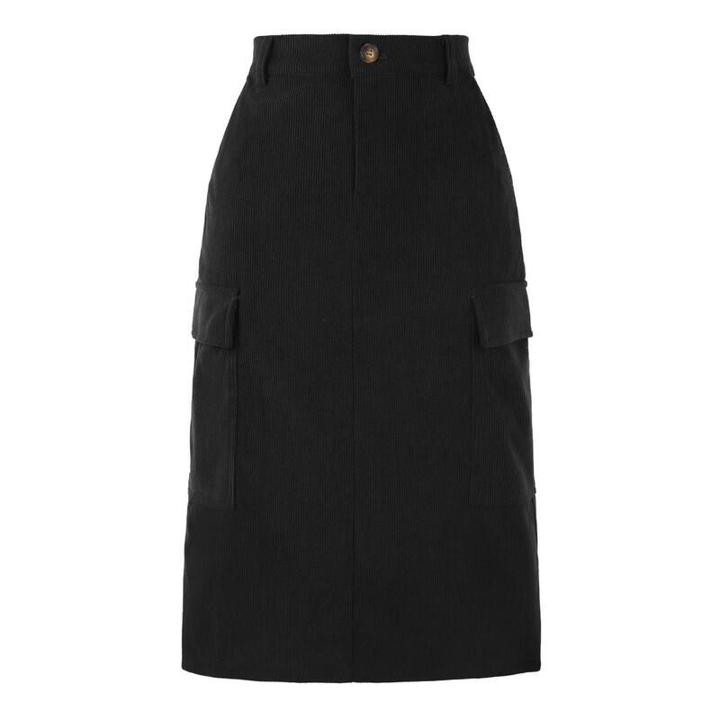 アレグラ ケー レディース ボトムスカート コーデュロイ ミディ ALLEGRA K Cargo Skirts for Womens High Waisted Elastic Back Fall Co