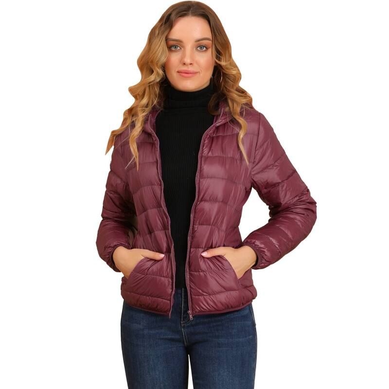 アレグラ ケー レディース アウター ジャケット・ブルゾン ダウン ALLEGRA K Womens Hooded Lightweight Down Packable Puffyer Jacket B