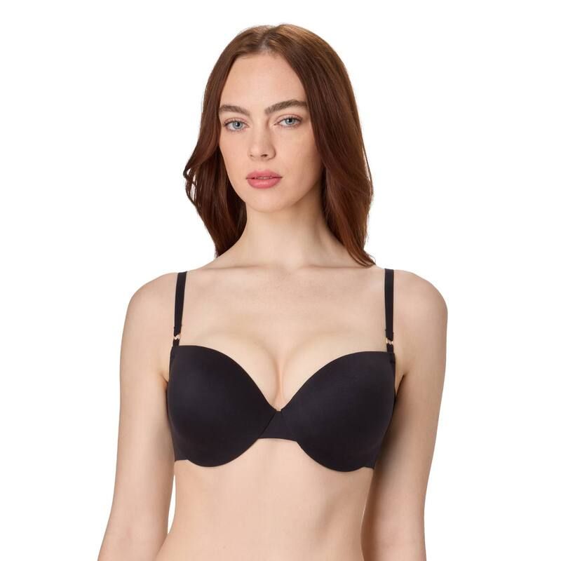 メイデンフォーム レディース アンダーウェア ブラジャー Maidenform PushUp Underwire Bra with Convertible Straps DM9907 Black ブラ