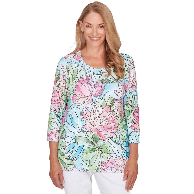 アルフレッド ダナー レディース トップス シャツ フラワー柄 プチ プリント レース フラワー Petite Alfredunner Stained Glass Floral Printop wit