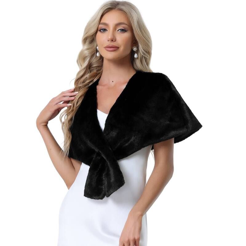 アレグラ ケー レディース アウター ジャケット・ブルゾン ALLEGRA K Faux Fur Shawl Shrug for Womens Bridal Stoles Evening Party