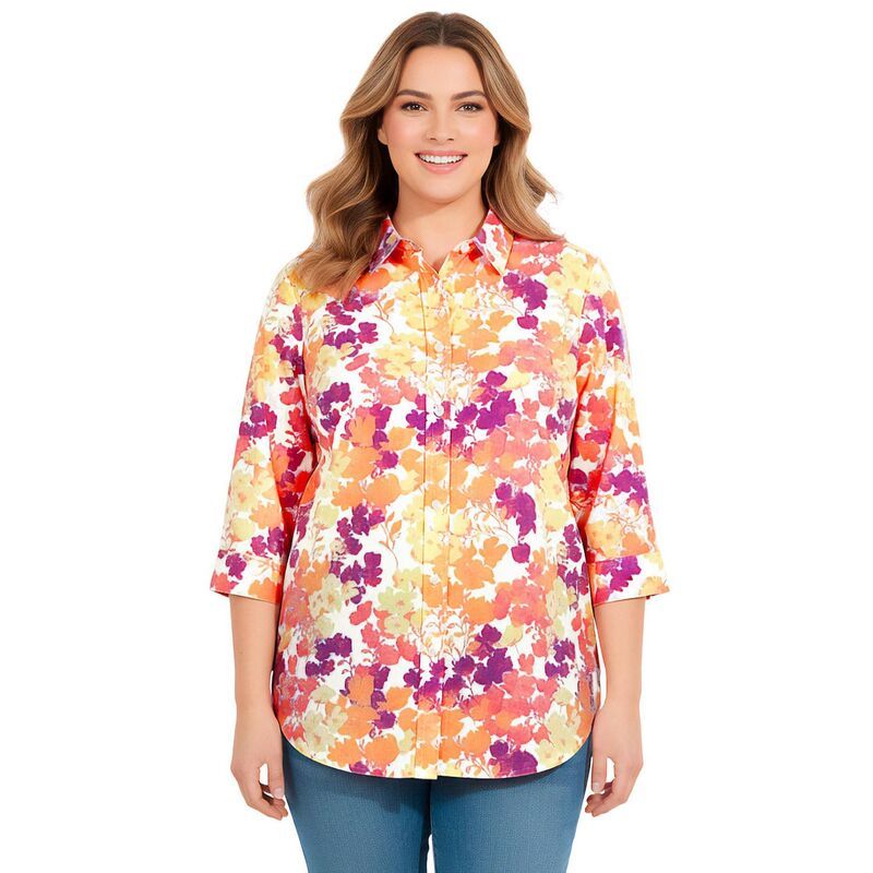 ウーマン ウィズイン レディース トップス シャツ プラスサイズ Woman Within Plusize Perfecthree Quarter Sleeve Shirt Sunshine Pop