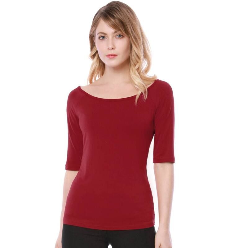 アレグラ ケー レディース トップス シャツ ALLEGRA K Womens Half Sleevescoop Neck Fitted Layering Top TShirt Red レッド 8,626円