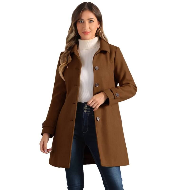 アレグラ ケー レディース アウター ジャケット・ブルゾン コート ALLEGRA K Womens Peter Pan Collar Winter Outwear Trench Coats Dark