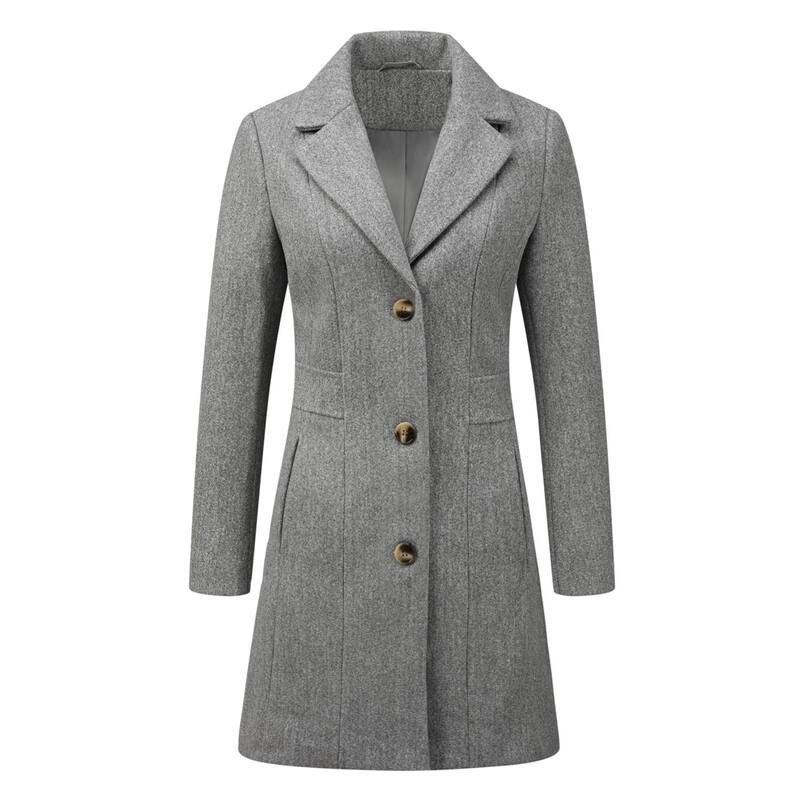 アレグラ ケー レディース アウター ジャケット・ブルゾン コート ALLEGRA K Womensingle Breasted Notched Lapel Mid Length Overcoat L