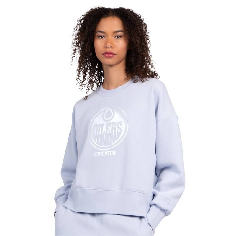 スターター レディース トップス Tシャツ スウェット クロップド Womenstarter Bluedmonton Oilers Boxy Cropped Sweatshirt Oil Blue ブ