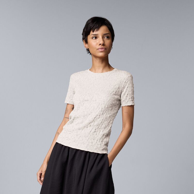 ヴェラウォン レディース トップス Tシャツ プチ Petite Simply Vera Wang Texture Tee Daisy Dew