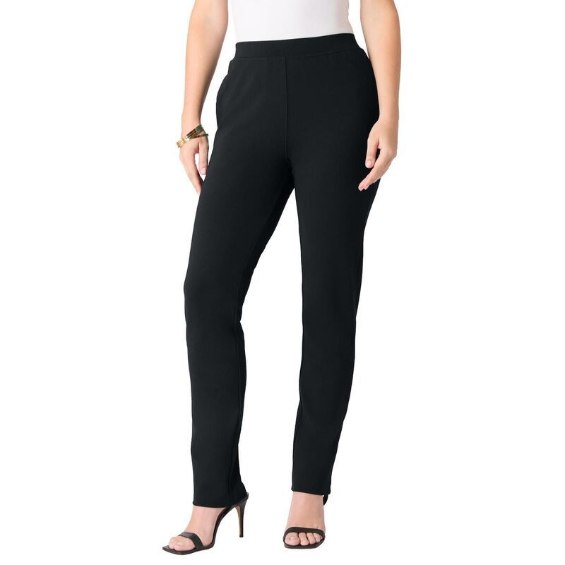 ロアマンズ レディース ボトムス カジュアルパンツ ストレート プラスサイズ Roamans Womens Plusize Ponte Straight Leg Pant With Pockets A