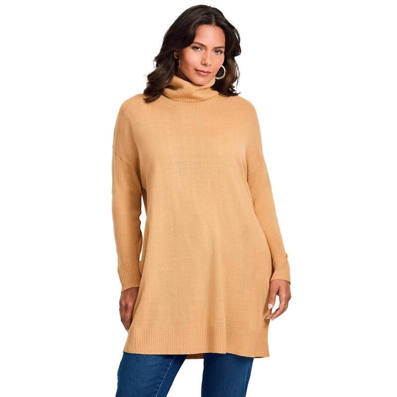 アベニュー レディース アウター ニット・セータートルネック プラスサイズ Avenue Womens Plusize Turtleneck Tunic Sweater Soft Camel キャメル