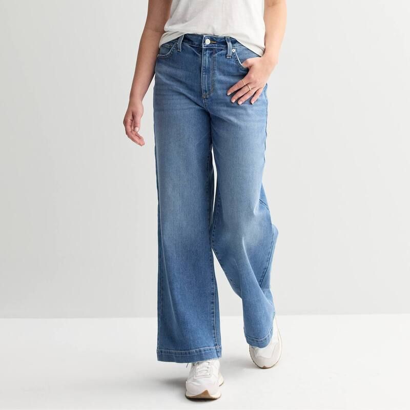 ソノマ レディース ボトムス デニムパンツ ワイドレッグ プチ ジーンズ Petite Sonoma Goods For Life High Rise Wide Leg Jeans Bright Me