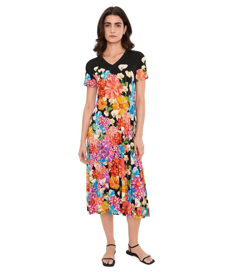 ジョニーワズ レディース トップス ワンピース Vネック Tシャツ Johnny Was The Janie Favorite VNeck Tee Dress Gerbera Scarf