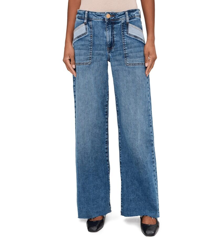 カットフロムザクロス レディース ボトムス デニムパンツ ワイドレッグ KUT from the Kloth Maya HighRise Porkshop Front Pockets Wide Leg