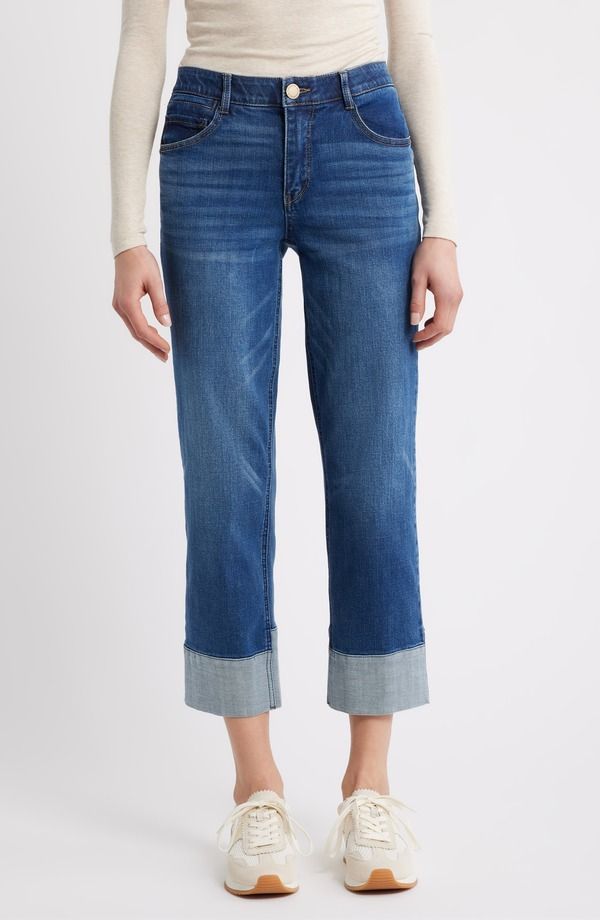 ウィットウィズダム レディース ボトムス デニムパンツ ハイウエスト ジーンズ Wit Wisdom High Waist Cuff Hem Jeans Blue ブルー