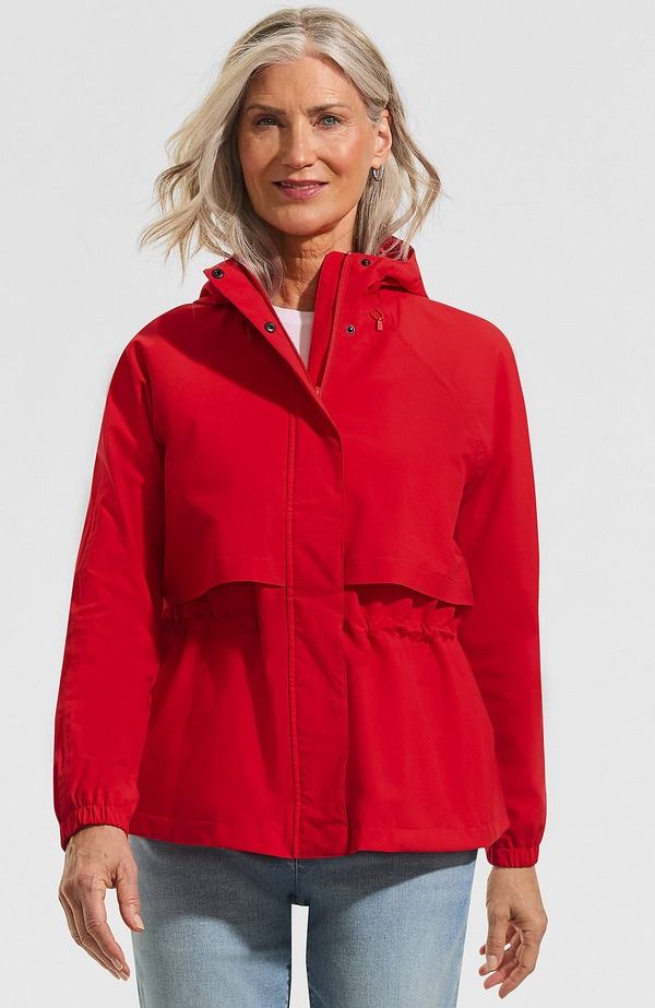 ランズエンド レディース アウター ジャケット・ブルゾン Lands End Squall Packable Rain Jacket Compass Red レッド