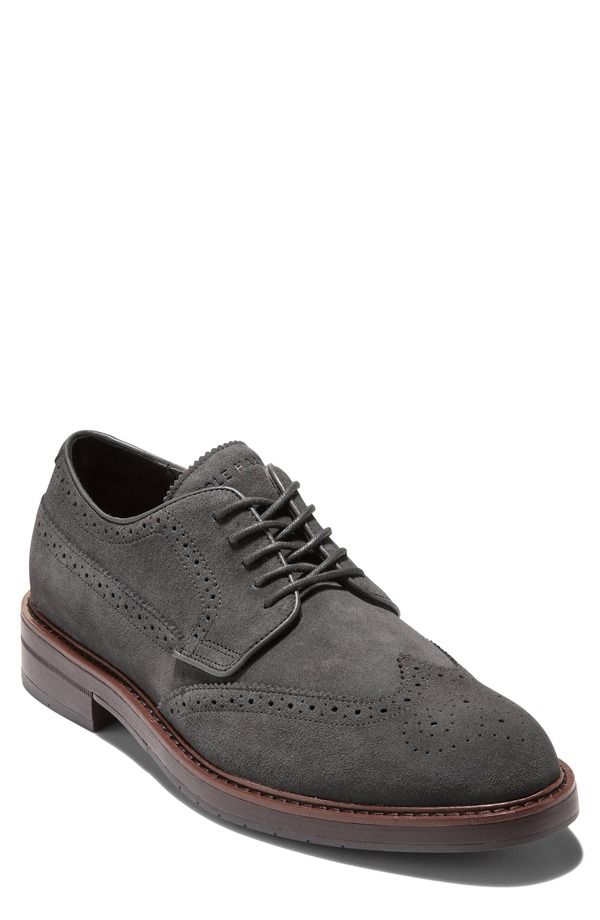 コールハーン メンズ シューズ ウィングチップ ダービー Cole Haan Judson Grand Wingtip Derby Raven Suede Dark Natural