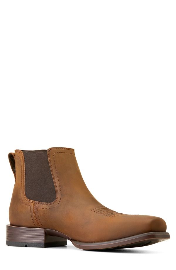 アリアト メンズ シューズ ブーツ・レインブーツ チェルシーブーツ チェルシー Ariat Booker Ultra Square Toe Western Chelsea Boot Oily Dist