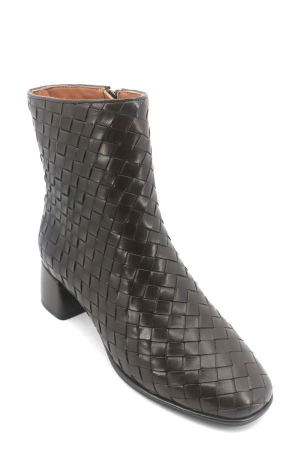 ジェントルソウルズ レディース シューズ ブーツ・レインブーツ Gentle Souls Elodie Woven Bootie Chocolate Leather チョコレート