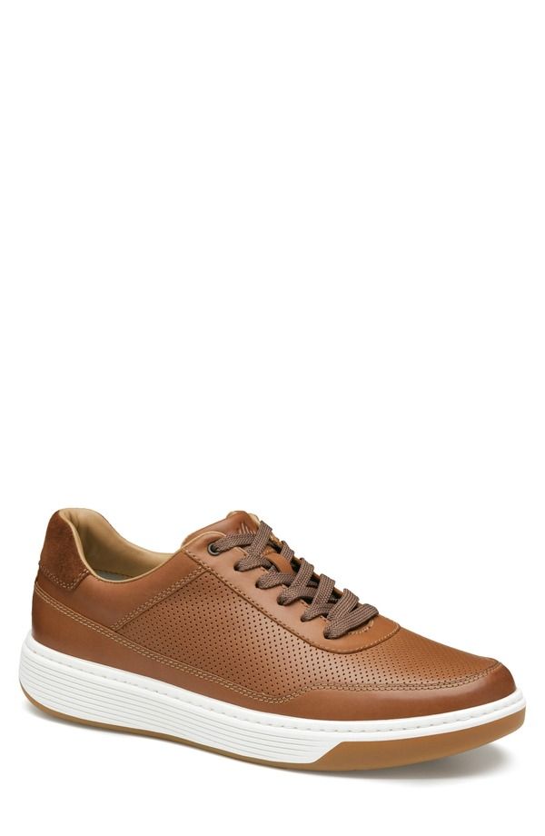ジョンストンアンドマーフィー メンズ シューズ スニーカー レザー Johnston Murphy Dawson Perforated Leather Sneaker Tan Full Grain タ