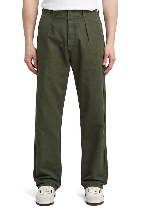 ジースター メンズ ボトムス カジュアルパンツ ストレート プリーツ GSTAR Pleated Relaxed Straight Leg Chinos Asfalt Gd