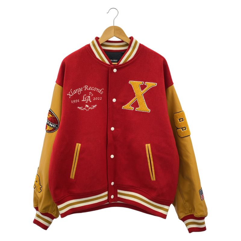【中古】X-LARGE ウールスタジャン OG LOGO VARSITY JACKET RED サイズXL 101224021007 エクストララージ[19]