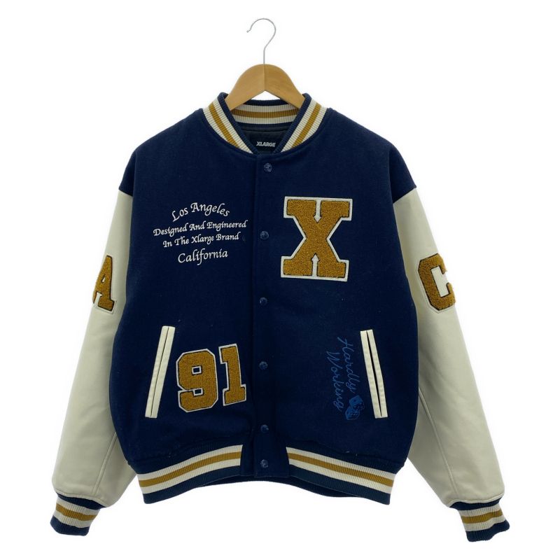 【中古】X-LARGE スタジャン サイズM 101234021009 ネイビー エクストララージ[19]