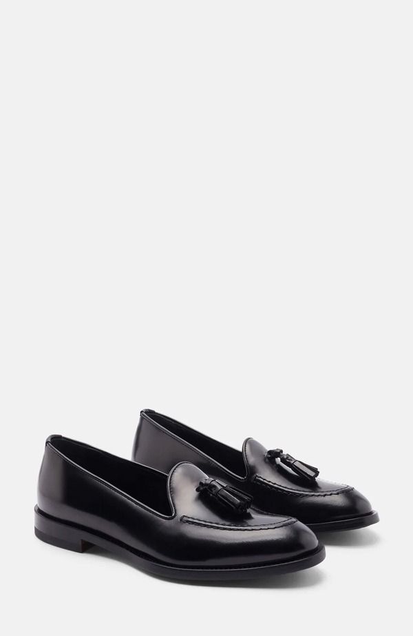 スカロッソ レディース シューズ スリッポン・ローファー SCAROSSO Sienna Loafers Black Brushed Calf ブラック