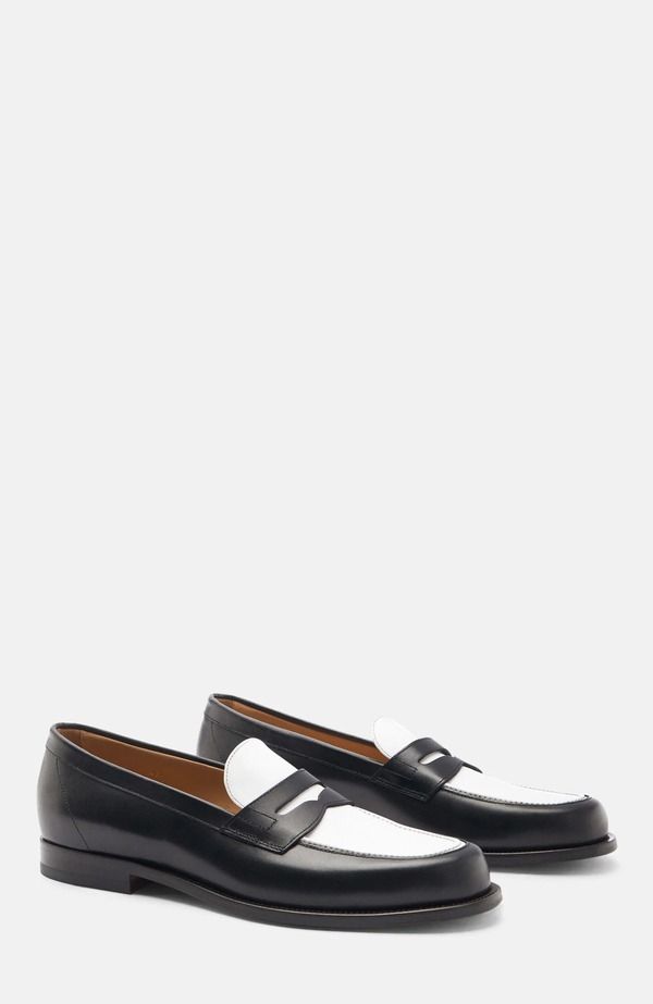 スカロッソ メンズ シューズ ローファー SCAROSSO Austin Loafers Black White Calf ホワイト