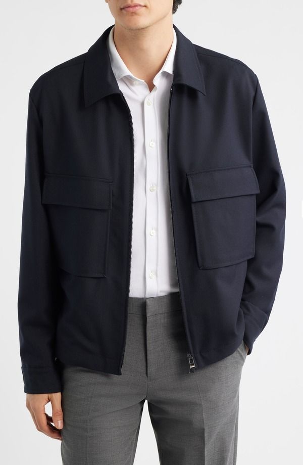 ボス メンズ アウター ジャケット・ブルゾン ウール シャツ BOSS Carper Virgin Wool Shirt Jacket Dark Blue ブルー